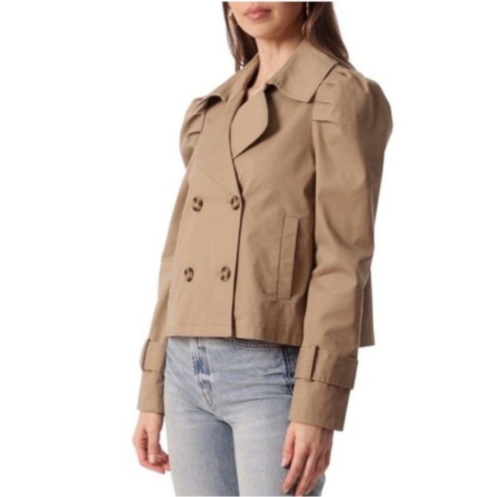 GUC. Avec Les Filles Double Breasted Trench Jacket. Classi. Chic. Puffed Sleeve - Picture 2 of 11
